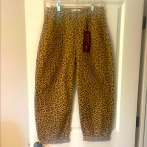 High Rise Leopard Print Barrel Jeans ~ 11” Rise